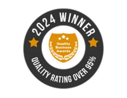 2024 Quality Business Awards winner badge showing quality rating over 95 percent